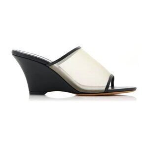 Khaite Marion leather and mesh wedge mules | Size 41 (US 10)